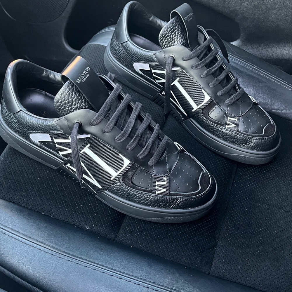 Valentino Men's Black and White Sneakers